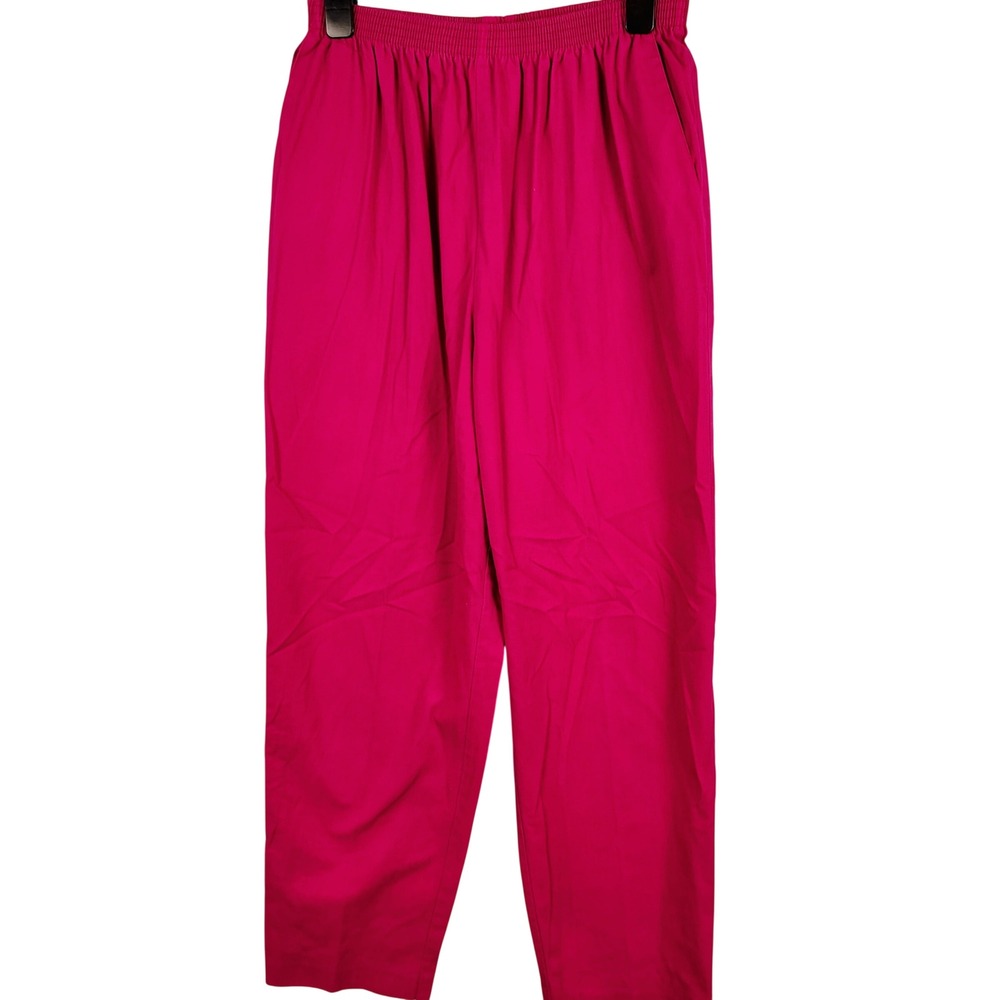 Alfred Dunner Womens SZ 16 Tapered Pants Magenta Pink Elastic Waist Vintage 90s